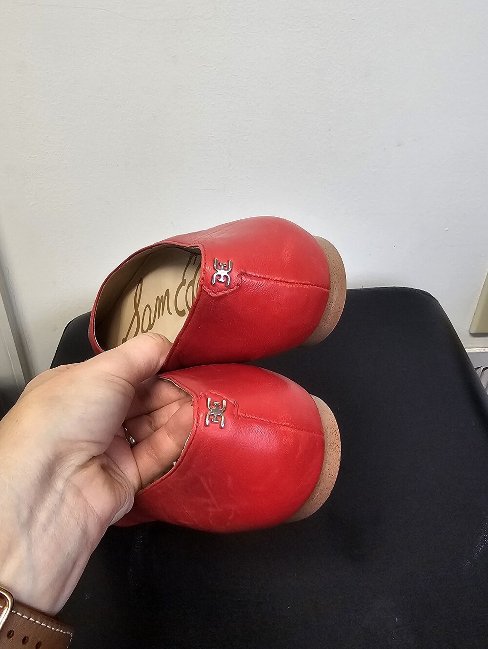 Sam Edelman Sally Pointed Toe Red Leather Flats Size 9 - Picture 12 of 13